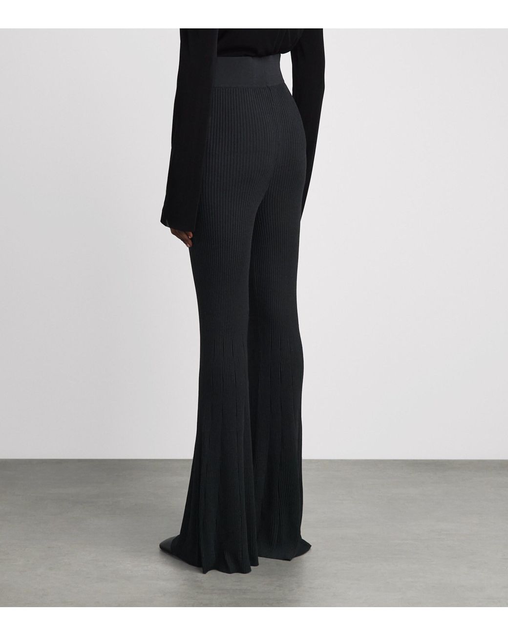 L'Agence Black Rib-Knit Conan Flared Trousers