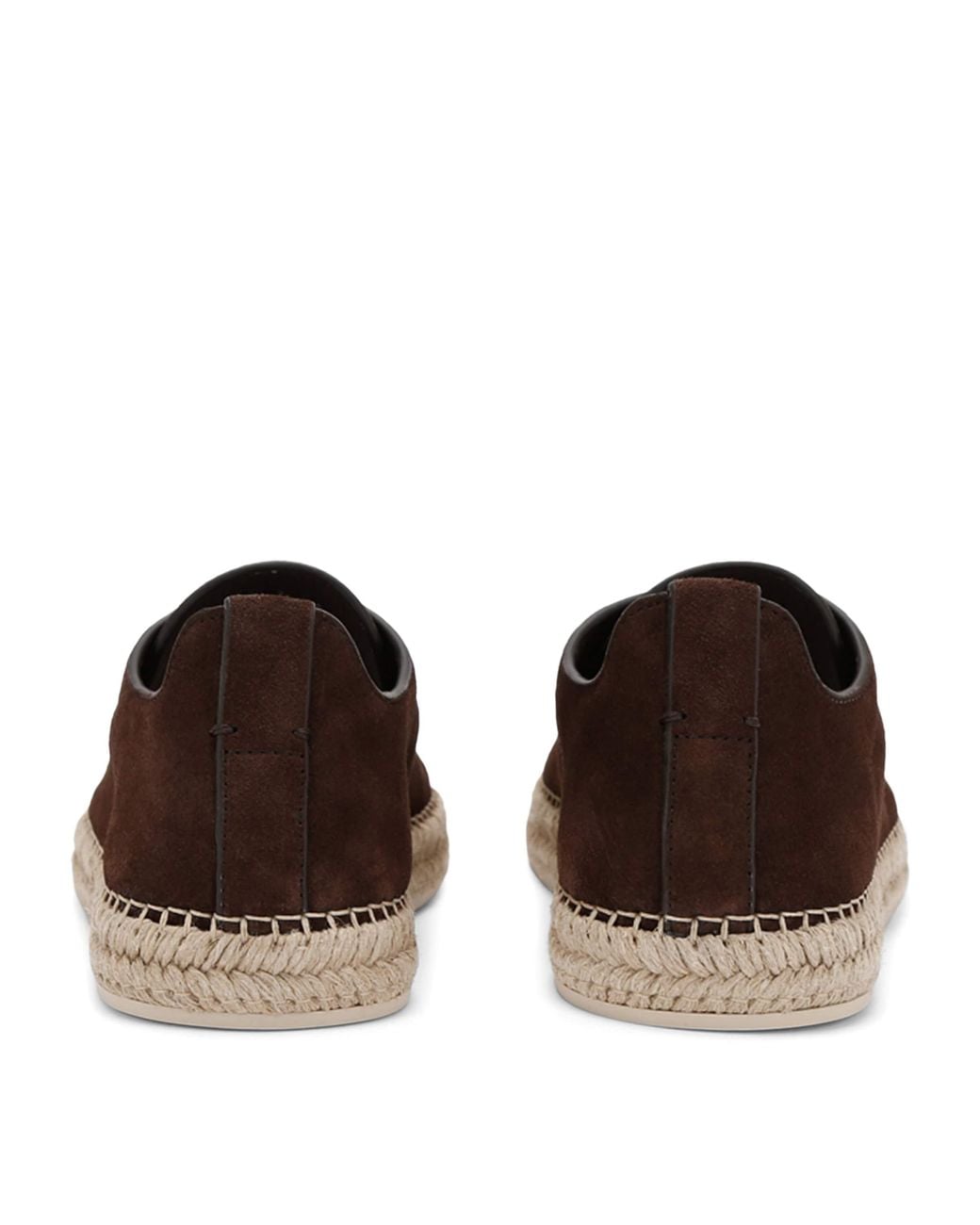 Zegna Brown Suede Triple Stitch Espadrilles for men