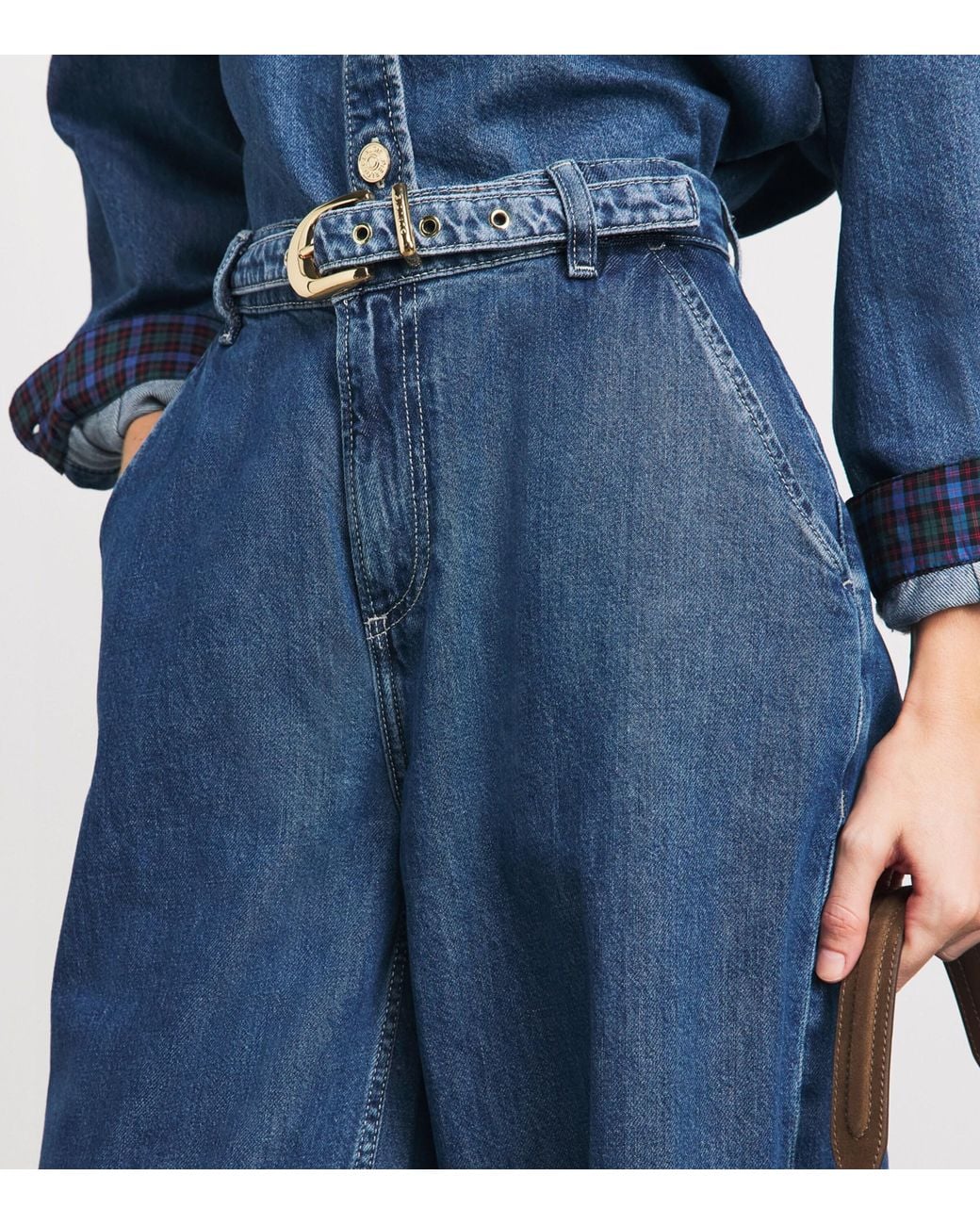 Claudie Pierlot Blue Belted Wide-Leg Jeans