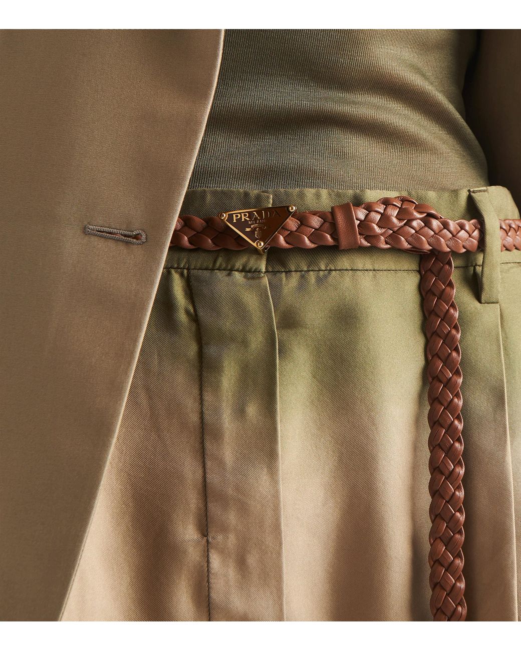 Prada Brown Nappa Leather Braided Belt