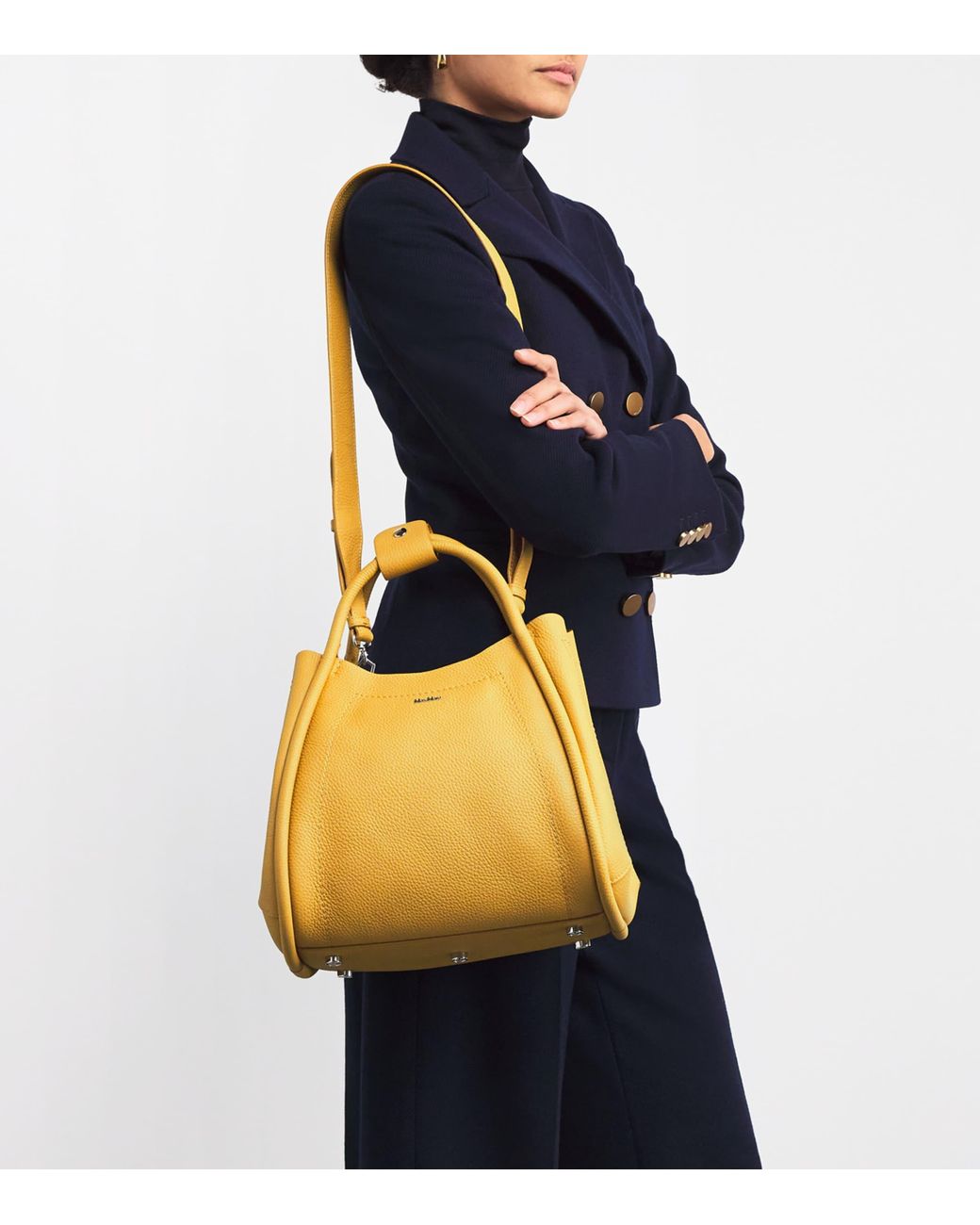Max Mara Leather Marine Top-Handle Bag in Yellow | Lyst