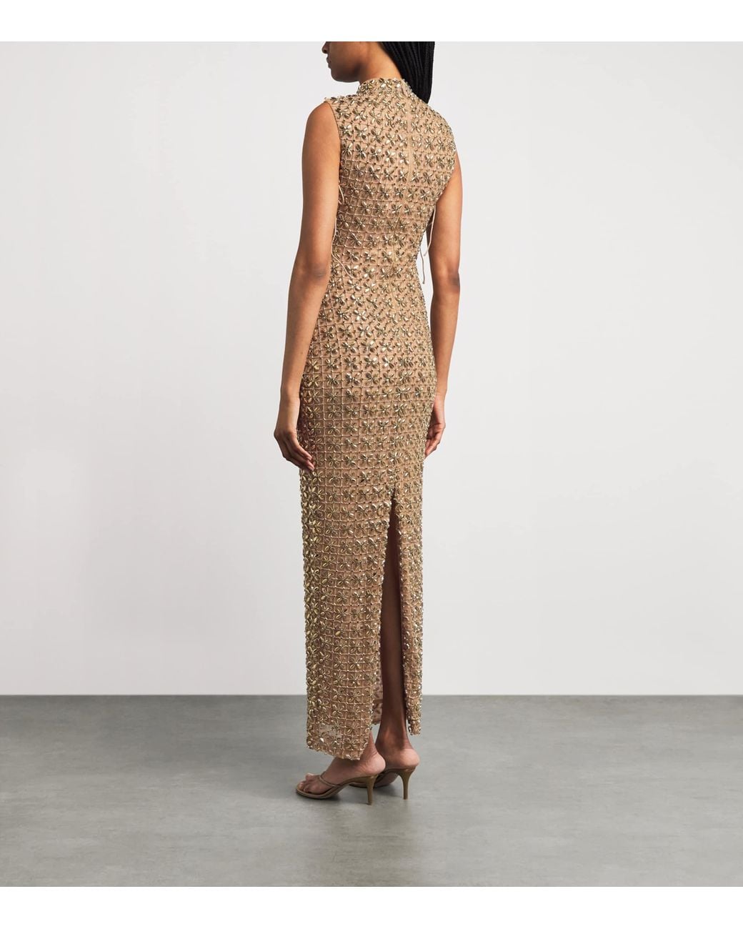 Rachel Gilbert Natural Embellished Indi Gown