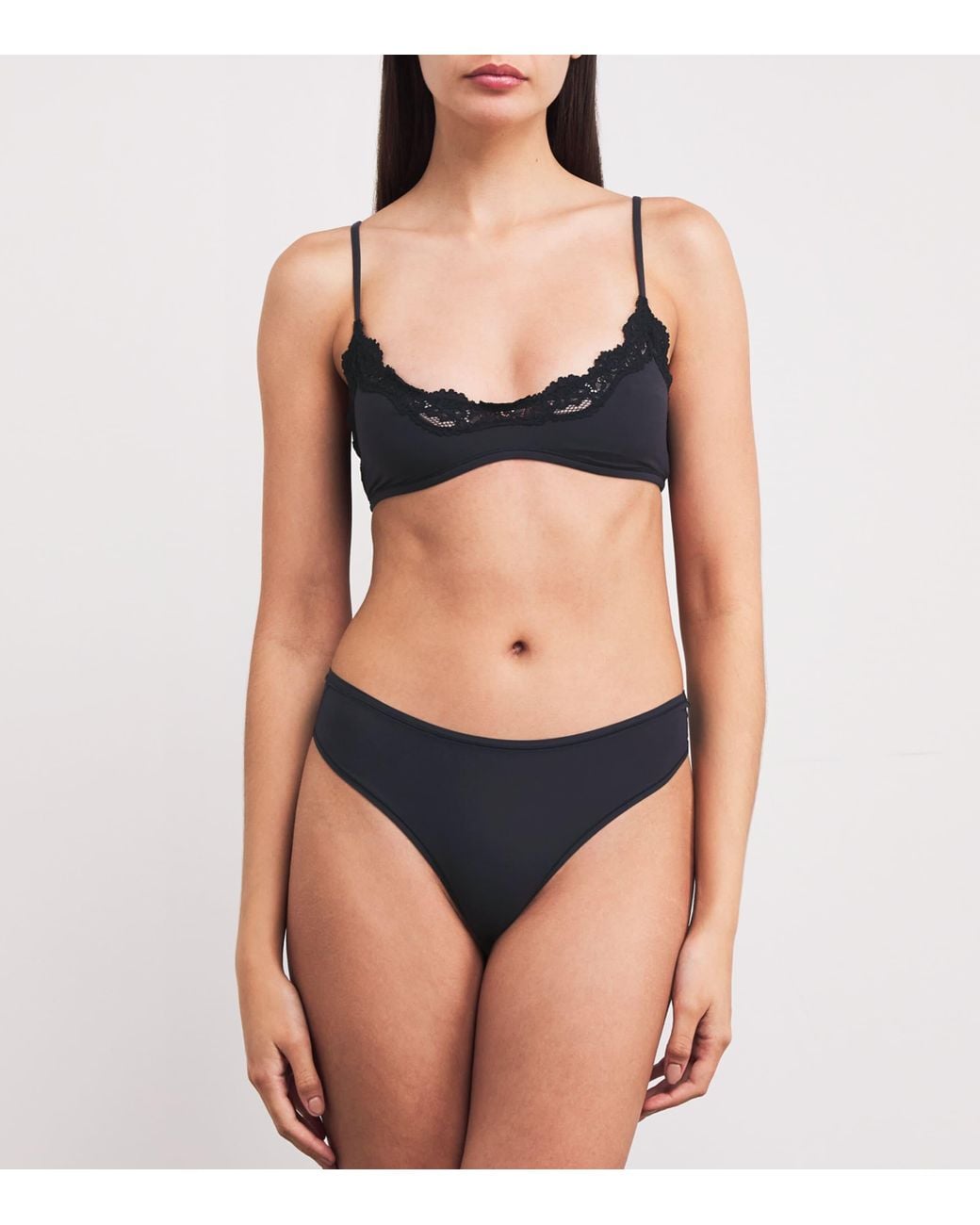 Skims Blue Lace-Trim Fits Everybody Scoop-Neck Bralette