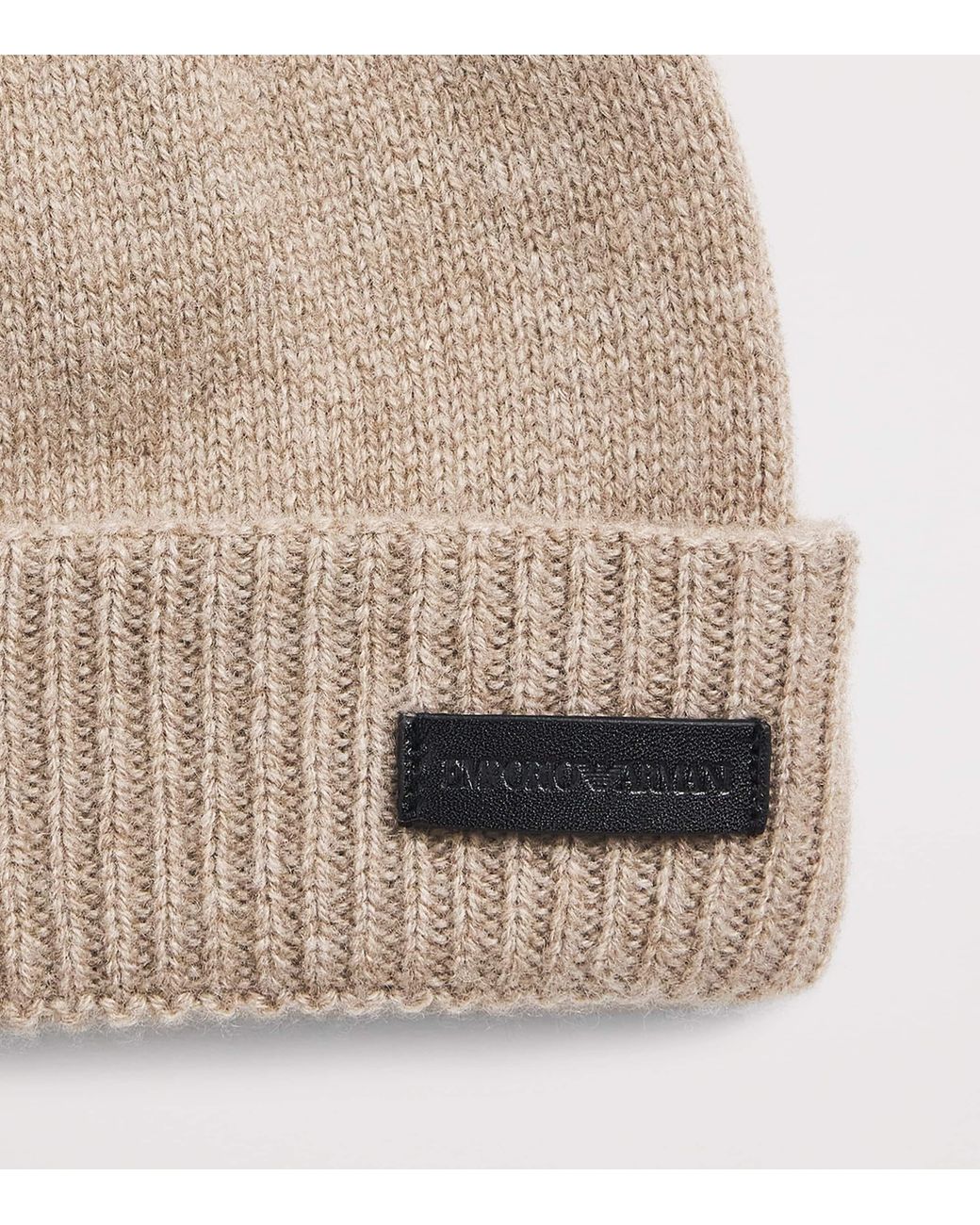 Emporio Armani Natural Cashmere Logo Beanie for men