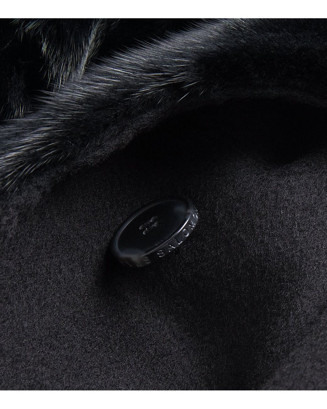Yves Salomon Black Hooded Mink Fur-Trim Coat