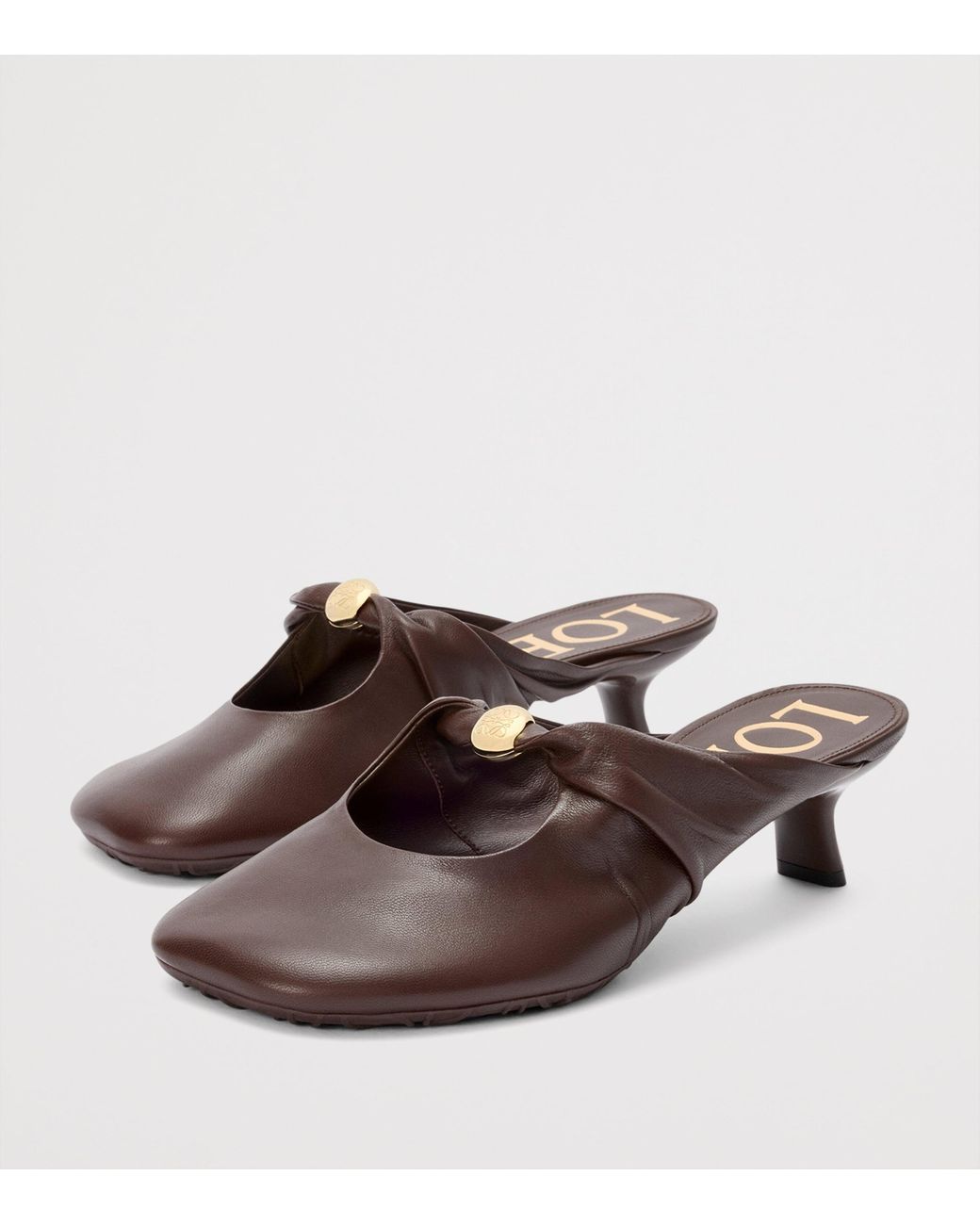 Loewe Brown Lambskin Pebble Soft Heeled Mules 45