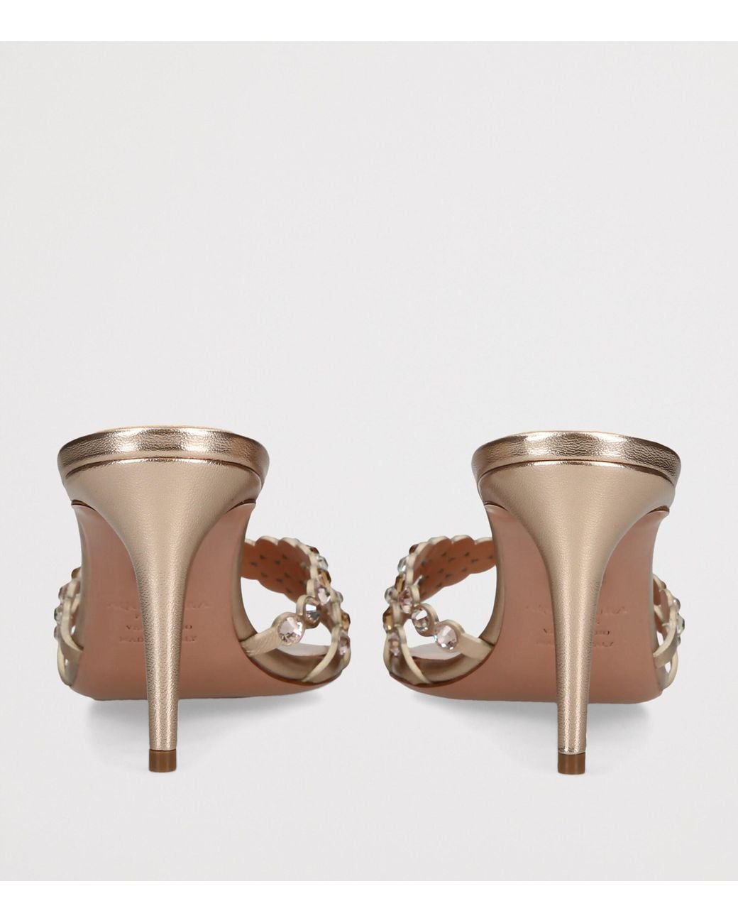 Aquazzura Brown Metallic Leather Embellished Tequila Mules 75