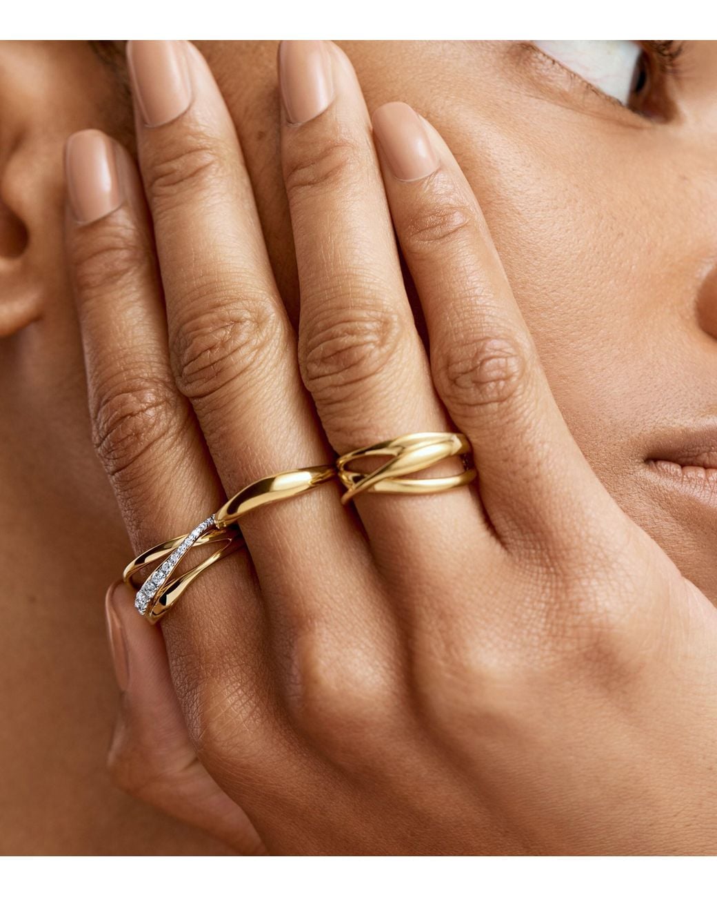 Monica Vinader Metallic Vermeil And Diamond Crossover Nura Ring