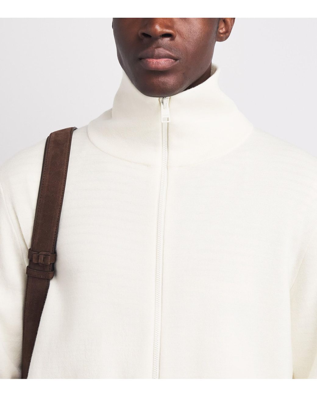 Sandro White Wool Zip-Up Cardigan for men