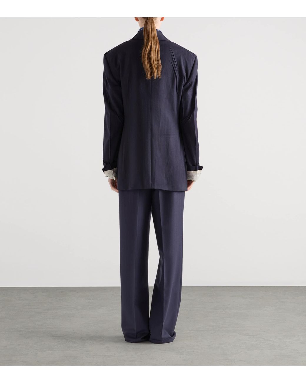 Prada Blue Wool Pinstripe Straight Trousers