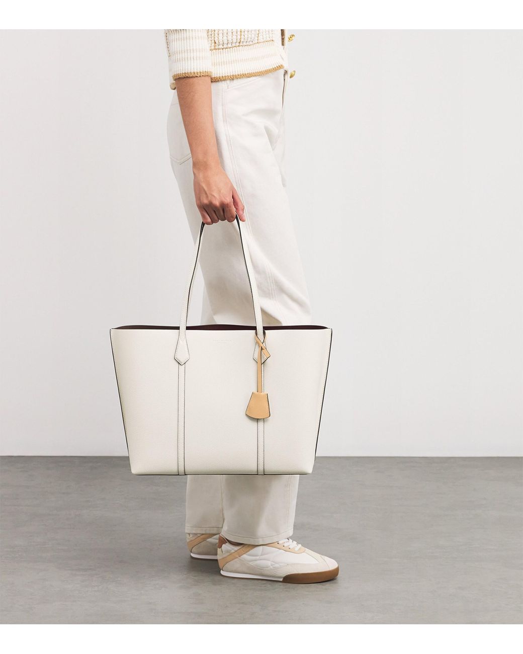 Tory Burch White Leather Perry Tote Bag