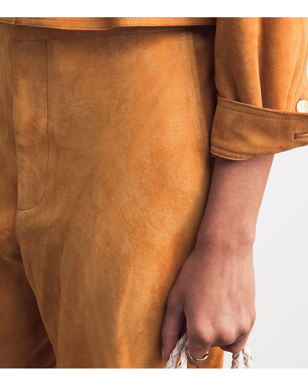 Ulla Johnson Orange Suede Freja Straight Trousers