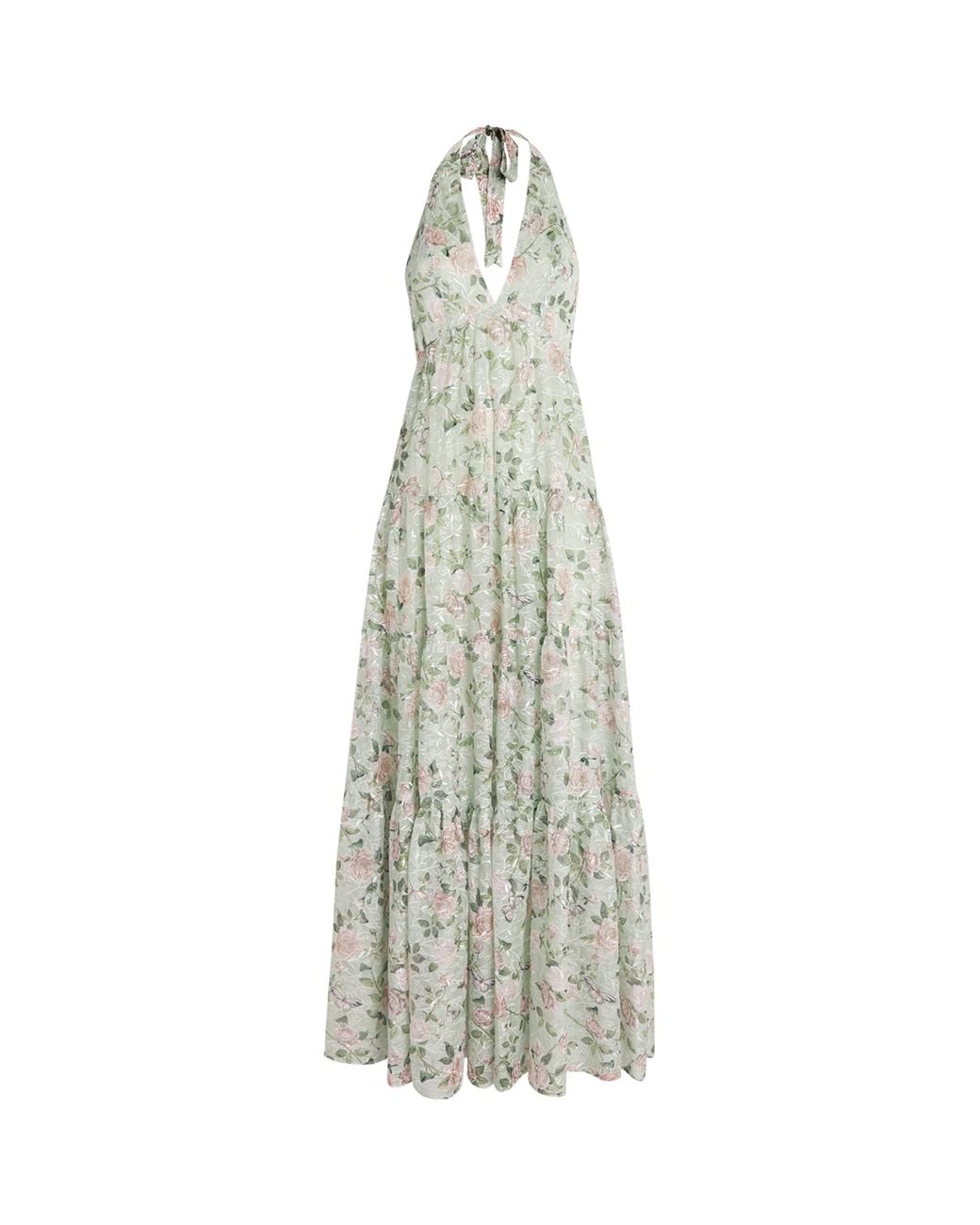 Alice + Olivia White Embroidered Floral Maura Maxi Dress