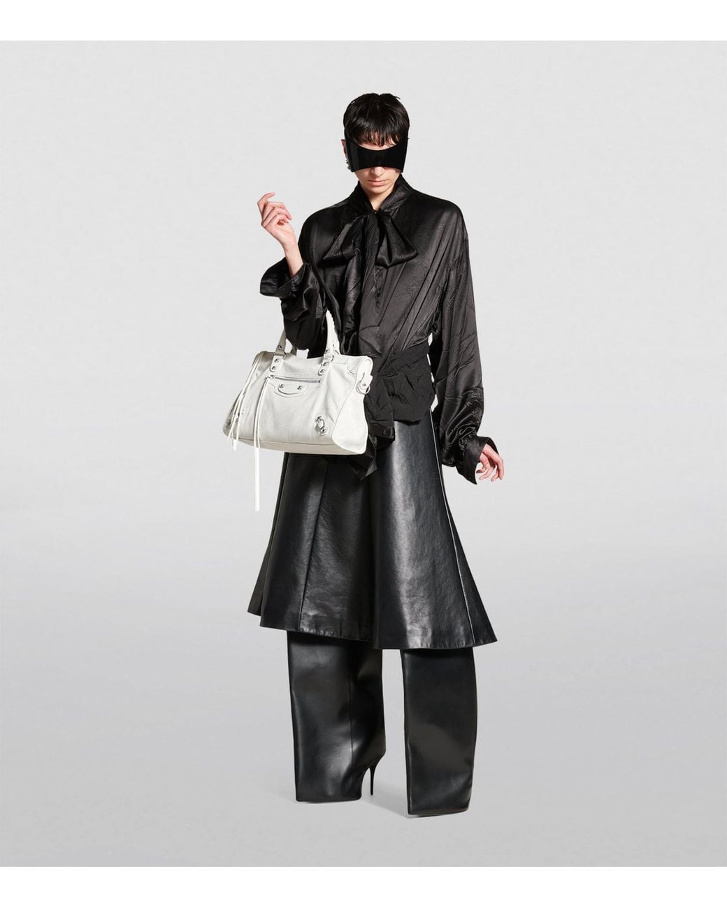 Balenciaga White Medium Leather Le City Top-Handle Bag