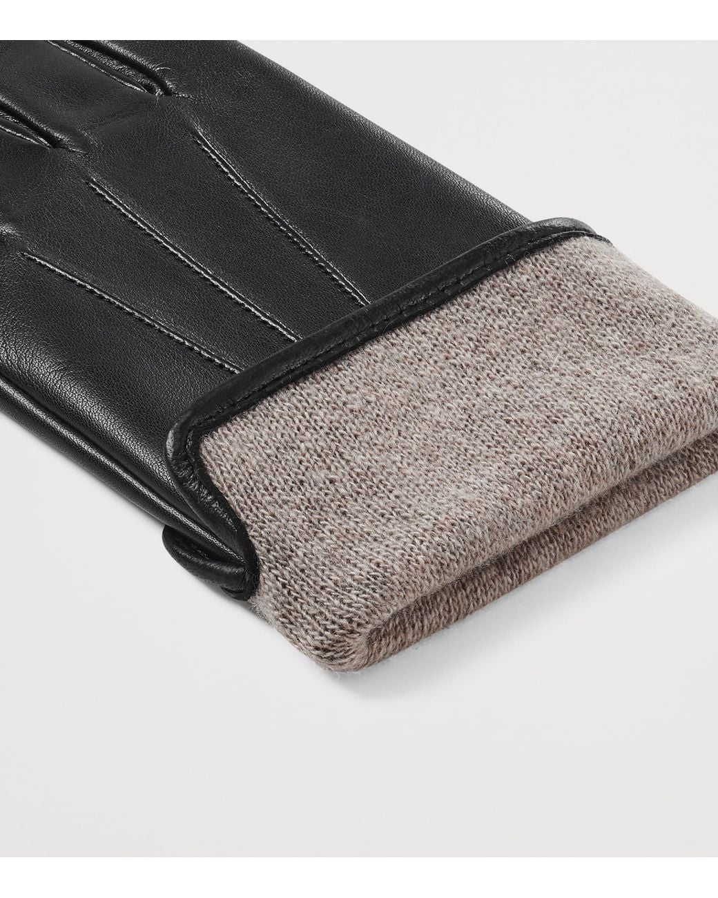 Aspinal Black Leather Cashmere-Lined Gloves