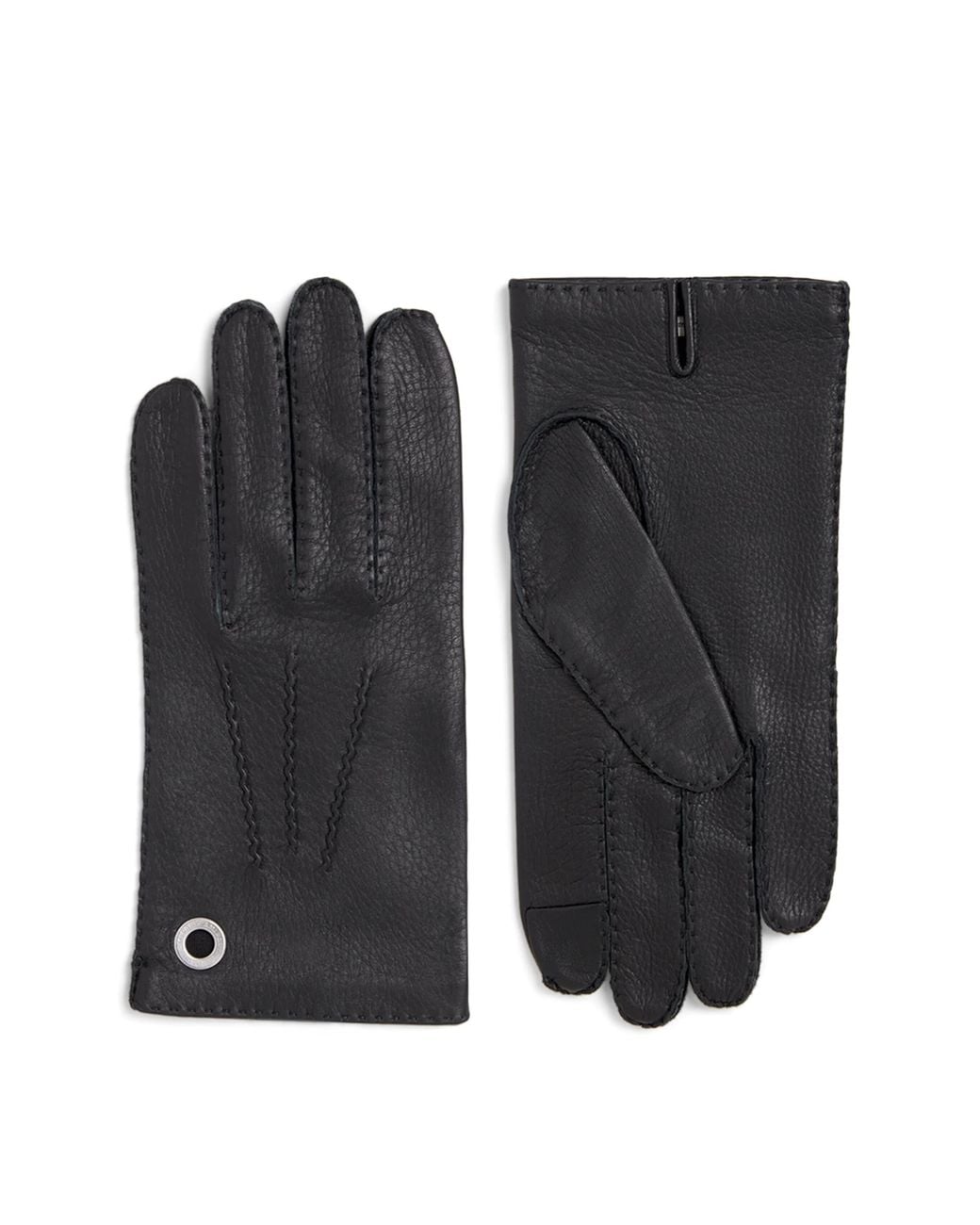 AMI Black Grained Leather Gloves for men