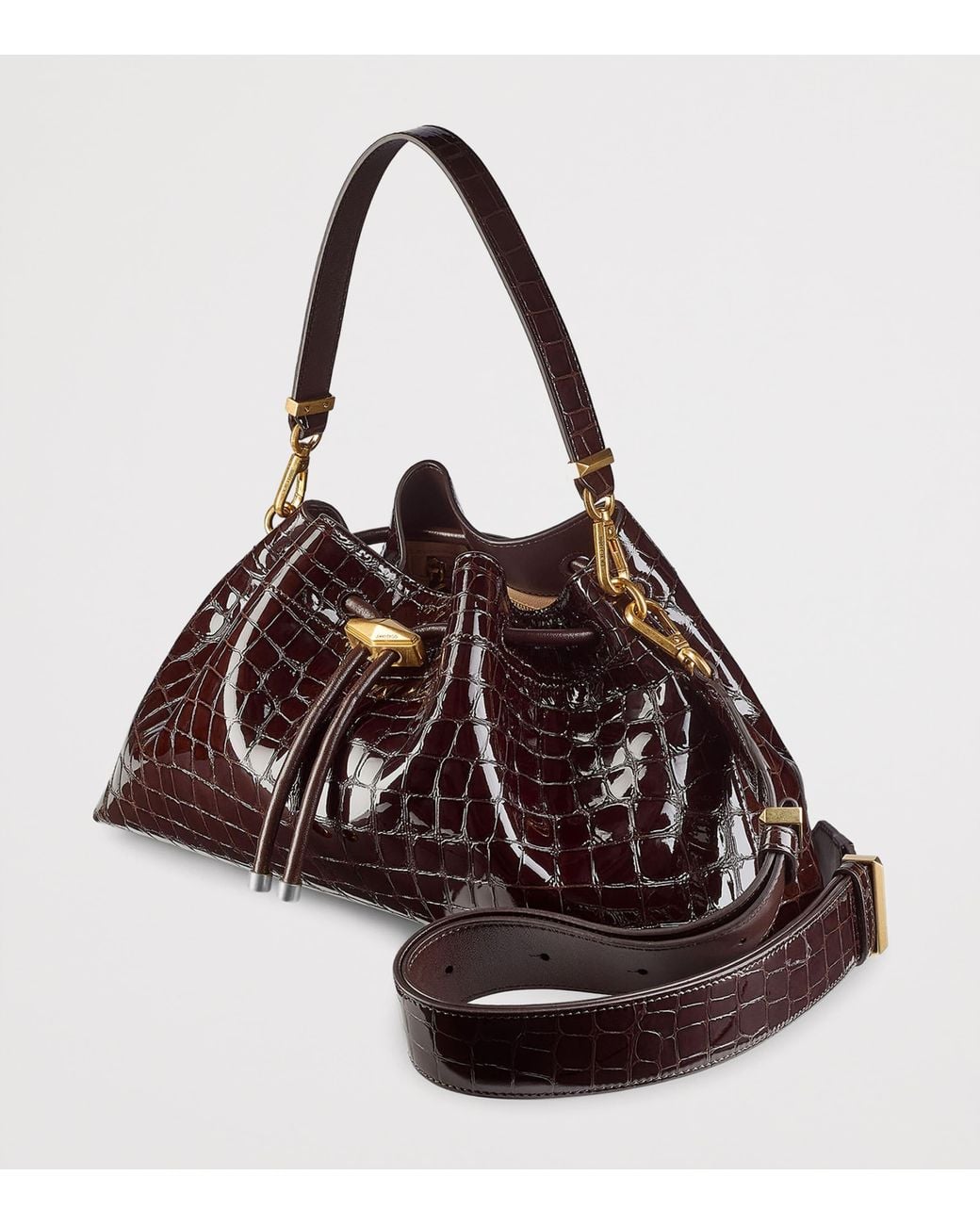 Jimmy Choo Brown Medium Cinch Leather Shoulder Bag