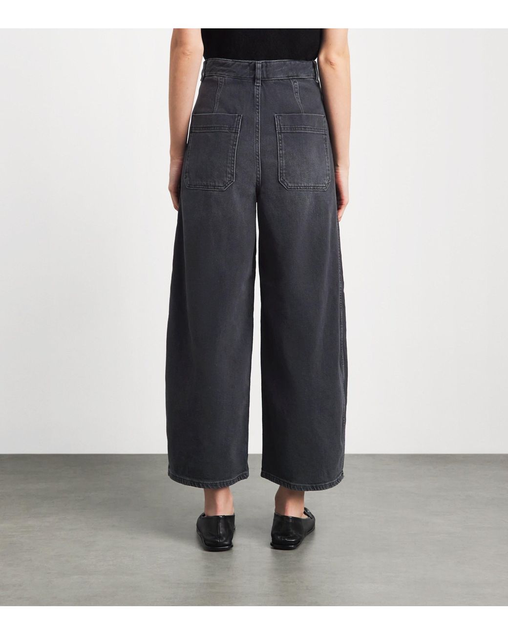 ME+EM Blue Pleated Barrel-Leg Jeans