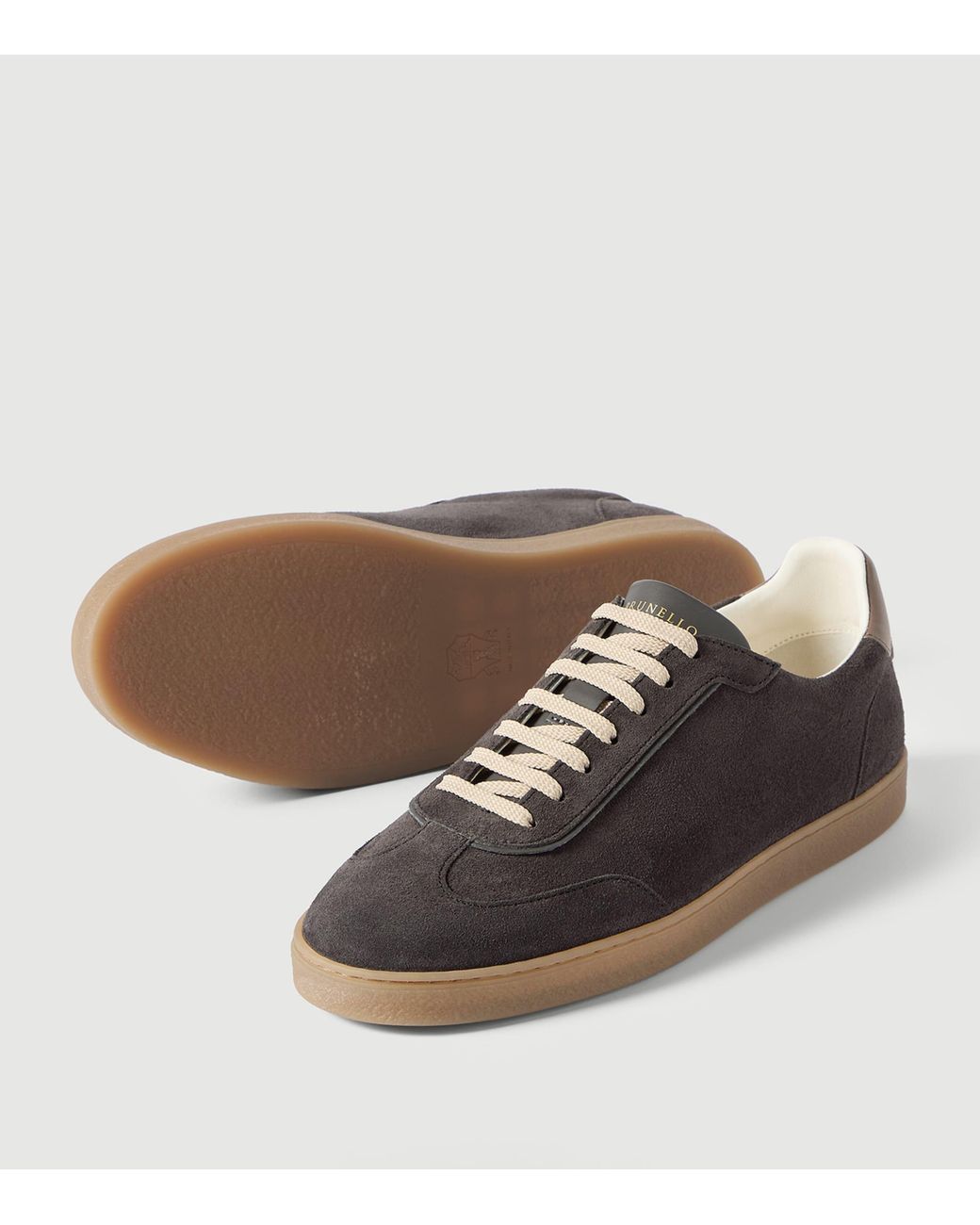 Brunello Cucinelli Brown Suede Low-Top Sneakers for men