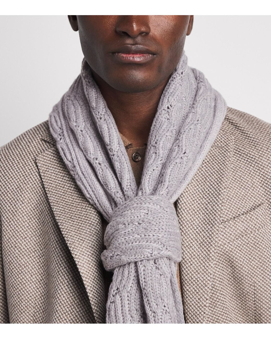 Pal Zileri Purple Wool Cable-Knit Scarf for men