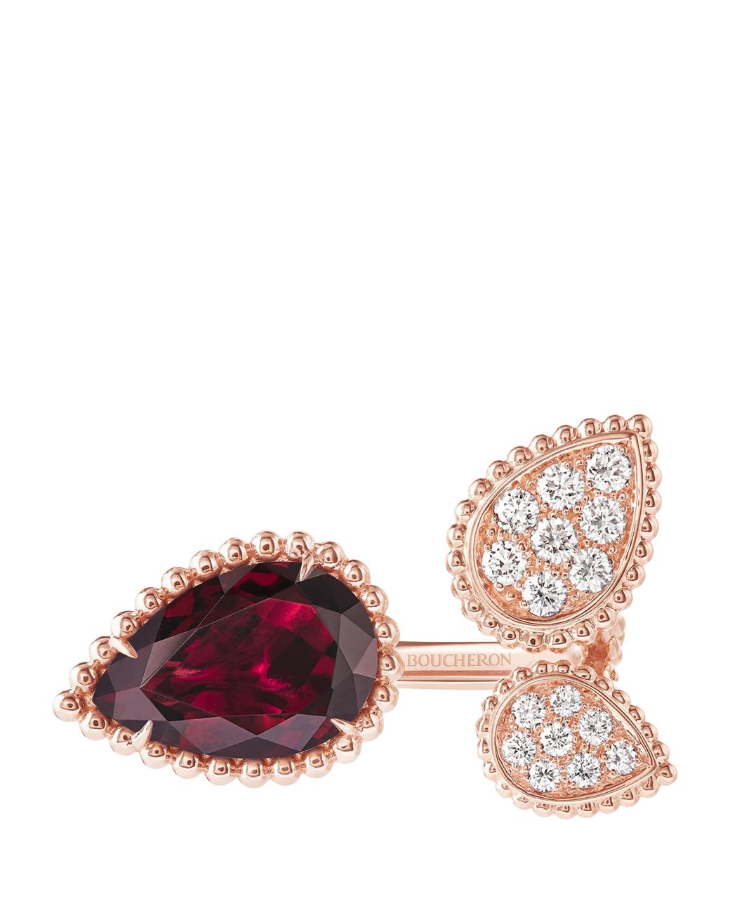 Boucheron Pink Rose, Diamond And Garnet Serpent Bohème Ring