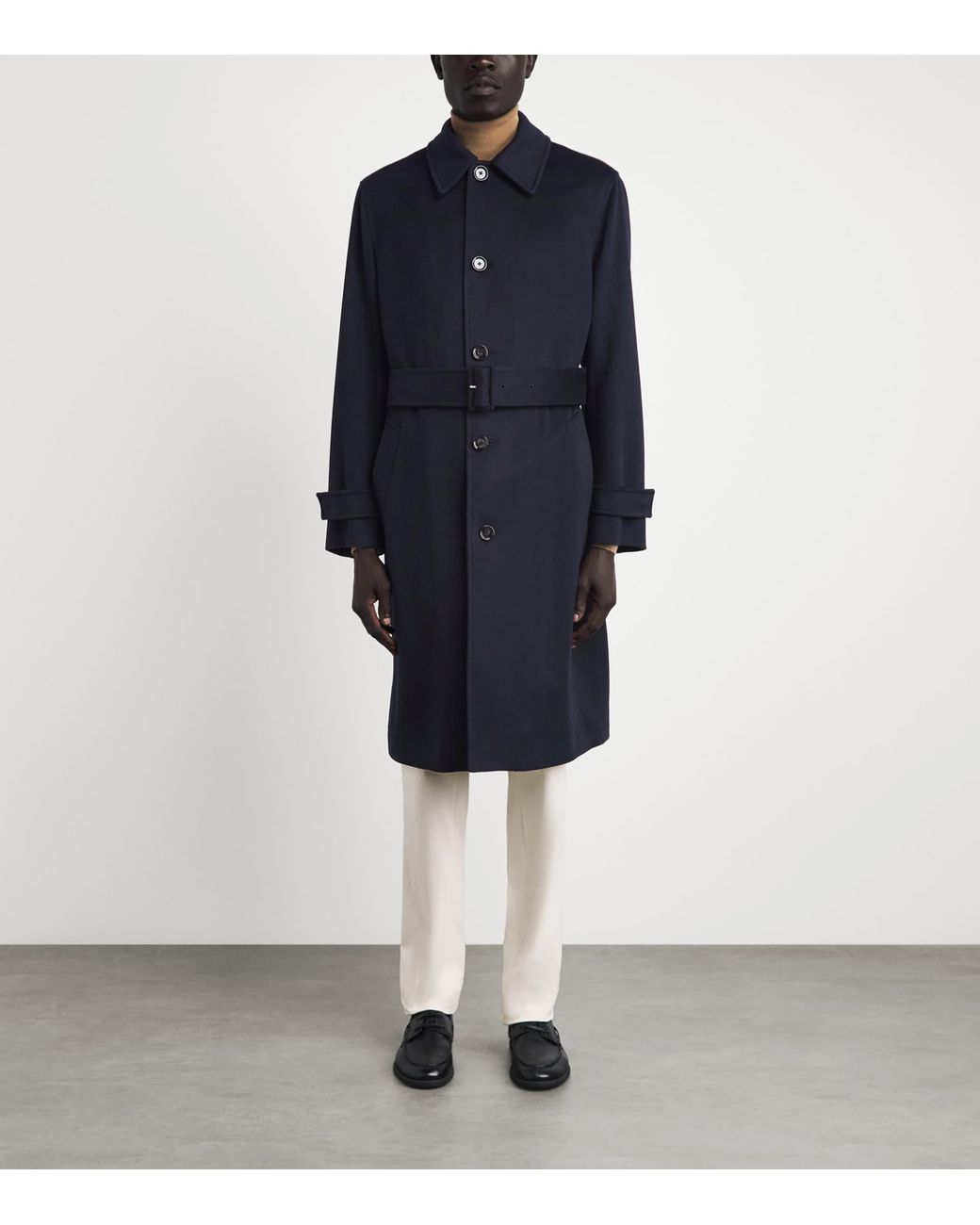 Lardini Blue Cashmere Belted Overcoat for men