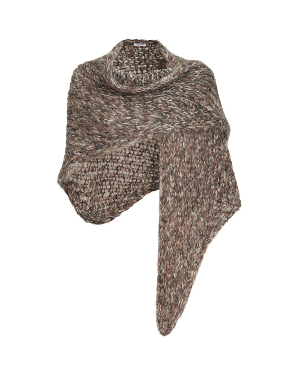 Brunello Cucinelli Brown Mohair-Blend Knitted Shawl