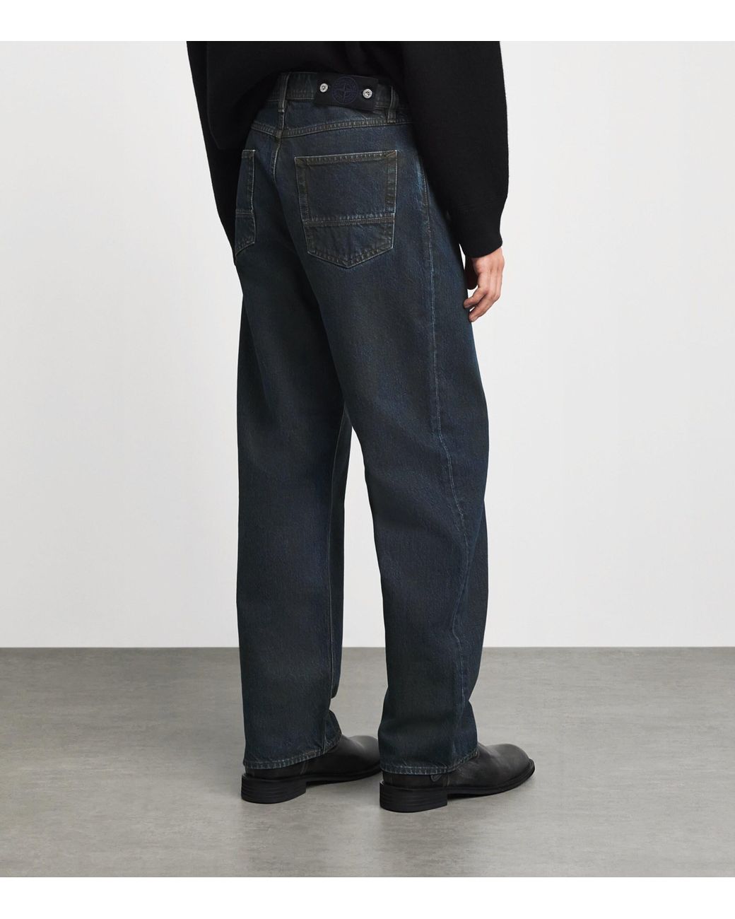 Stone Island Blue Coated Relaxed Jeans for men