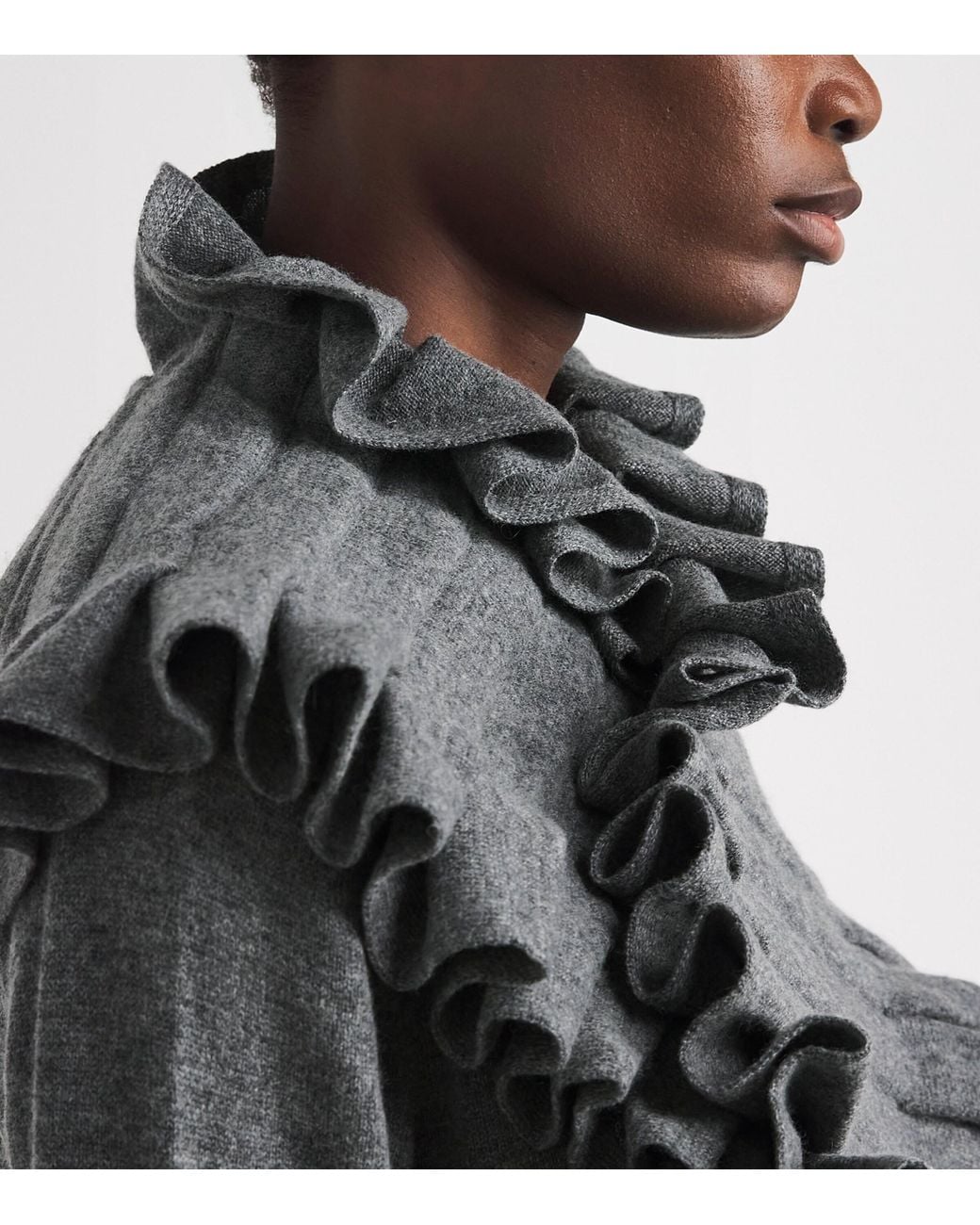 A.W.A.K.E. MODE Gray Merino Wool-Cashmere Pleated Sweater