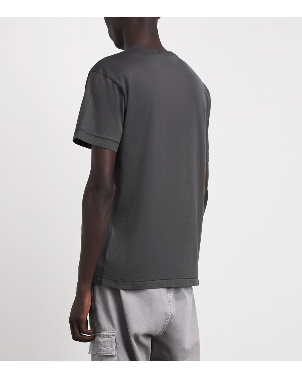 Stone Island Black Cotton Compass Logo T-Shirt for men
