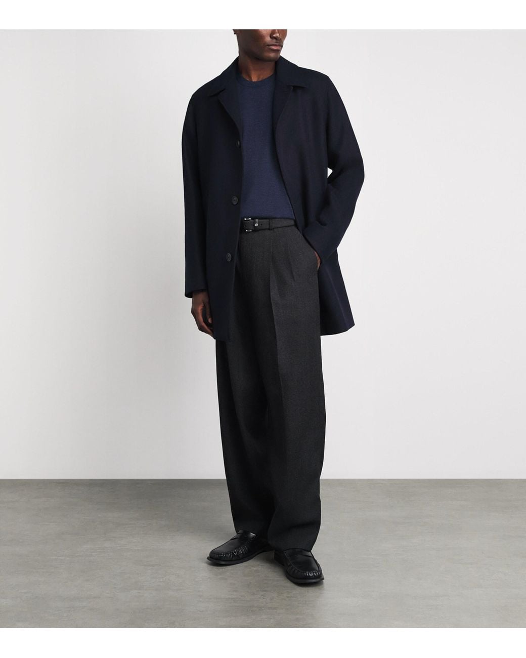 Herno Blue Virgin Wool Coat for men