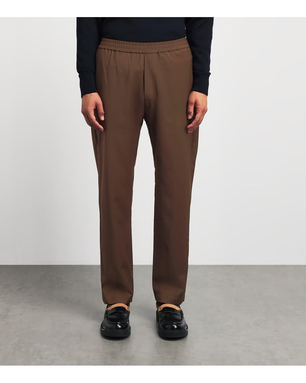 Barena Brown Virgin Wool Elasticated Trousers for men