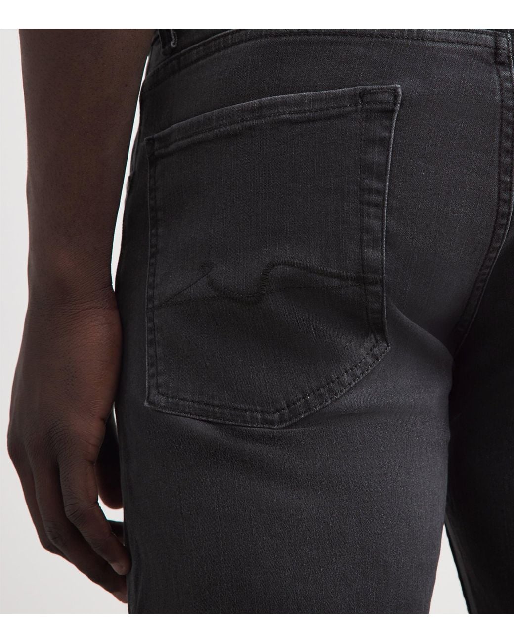 7 For All Mankind Black Slimmy Lux Performance Plus Jeans for men