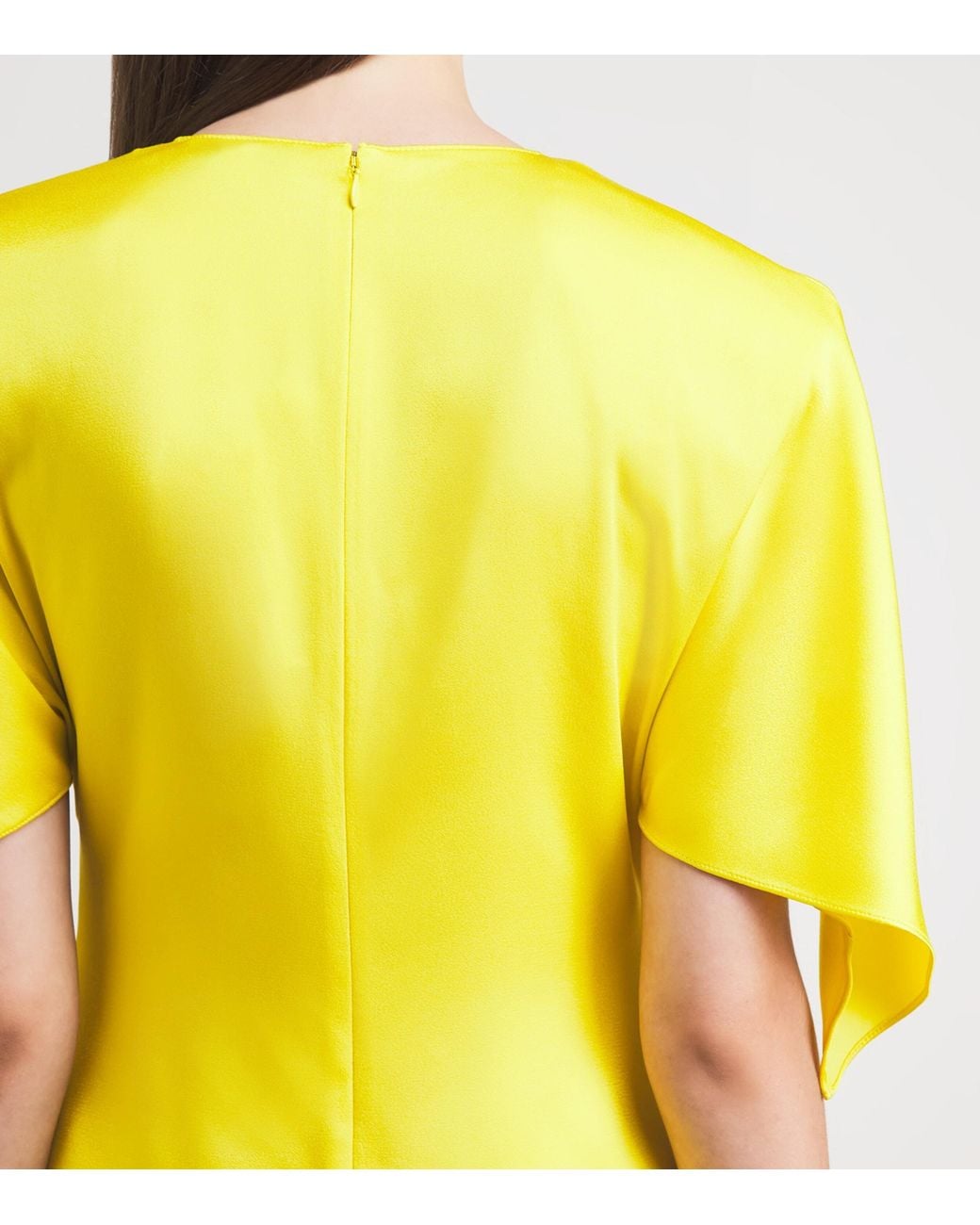 Stella McCartney Yellow Satin Draped Maxi Dress