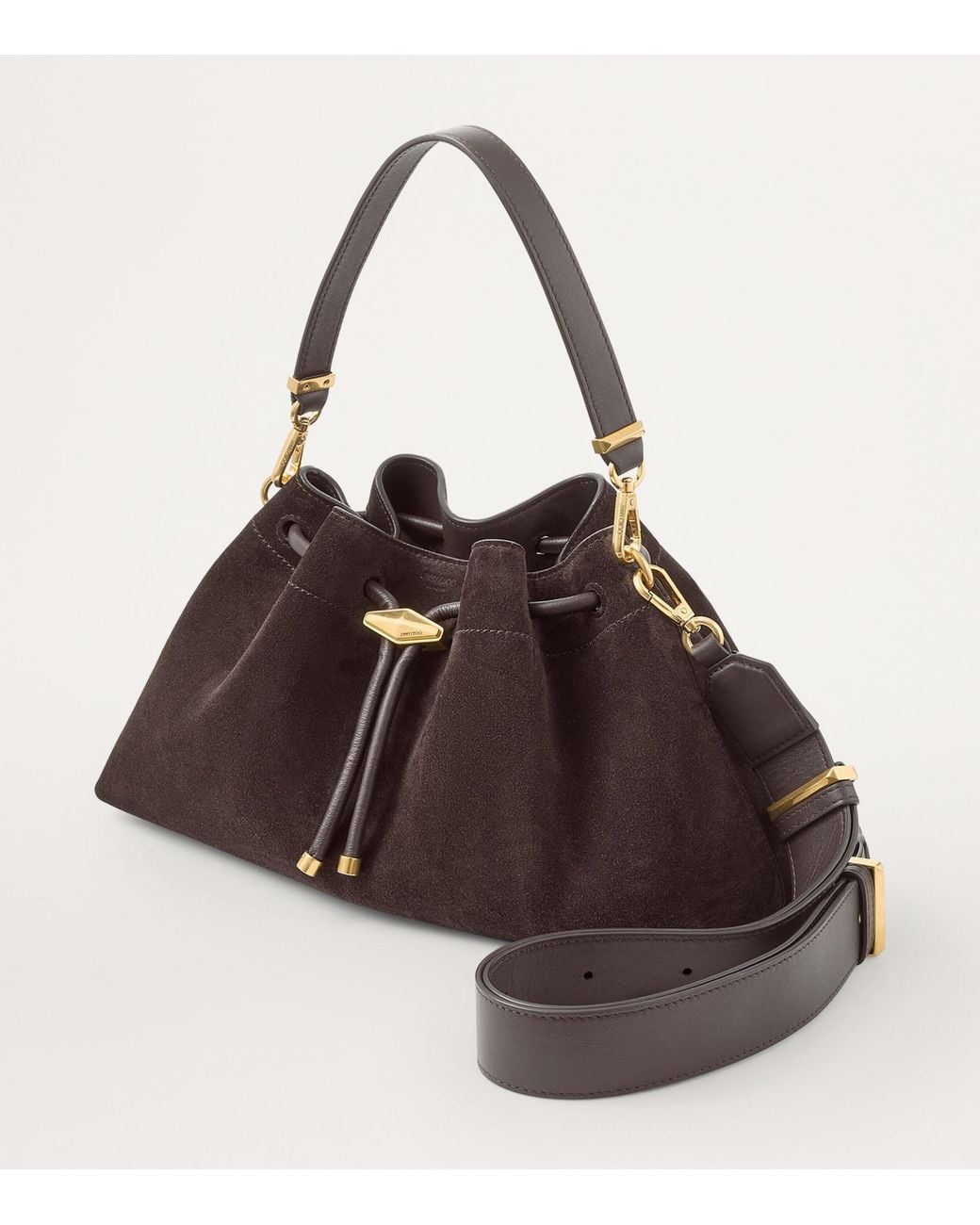 Jimmy Choo Brown Medium Cinch Suede Shoulder Bag
