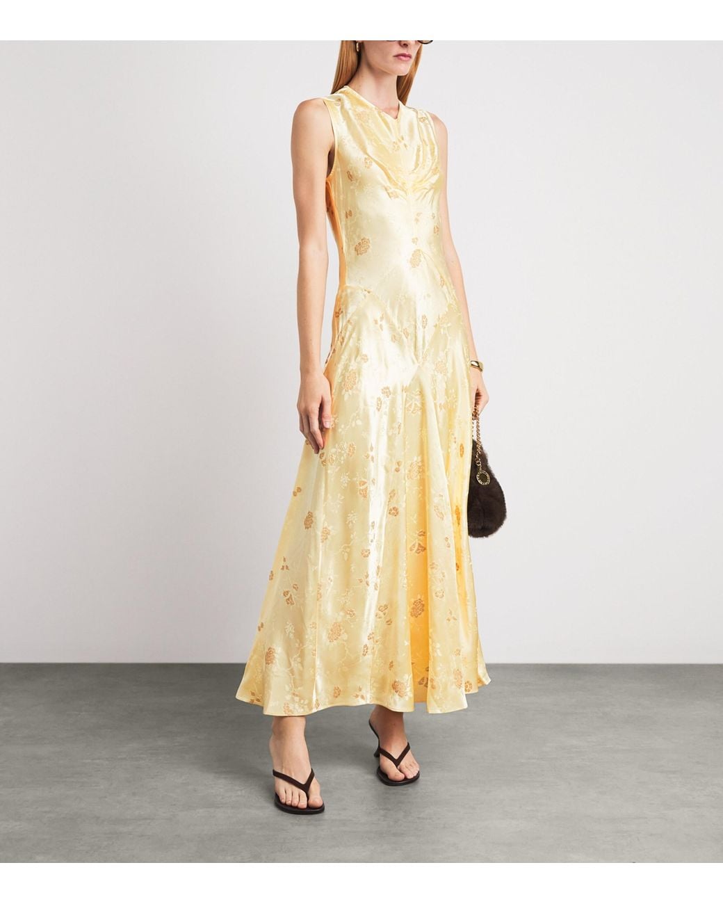 Doen Metallic Floral Jacquard Ginette Midi Dress