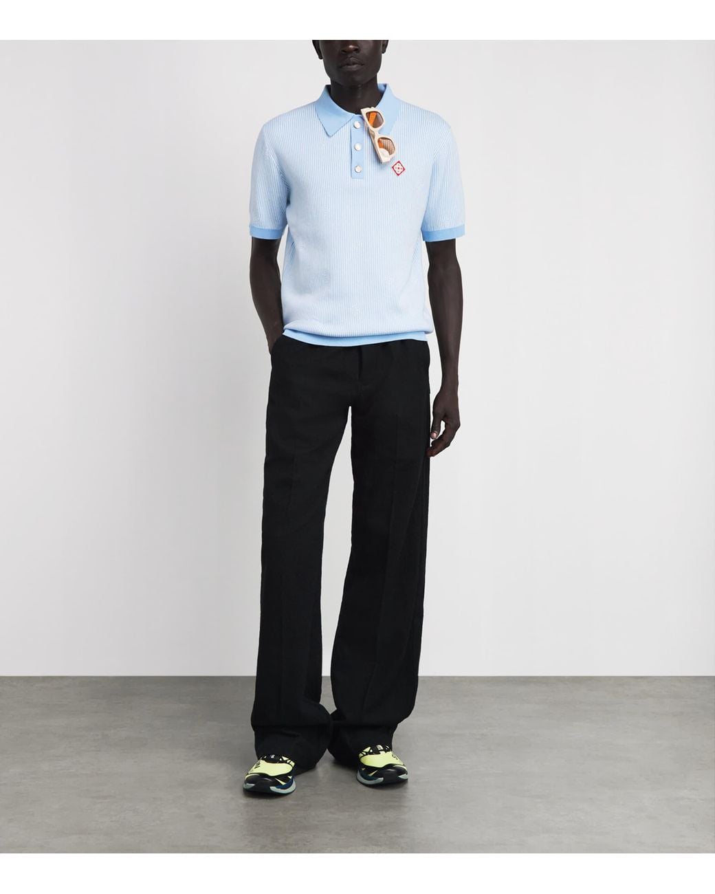 Casablanca Blue Cotton Pinstripe Polo Shirt for men