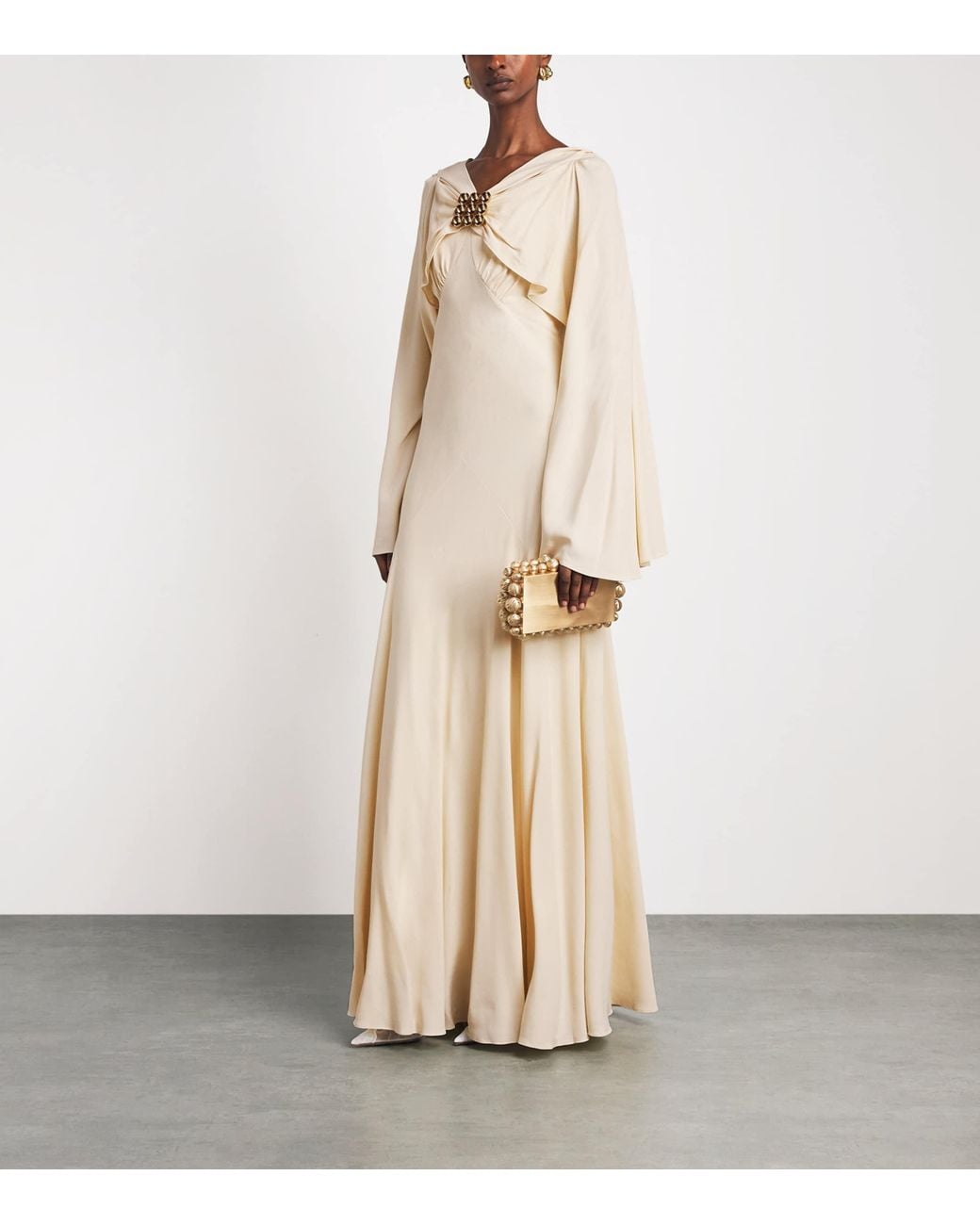 Rabanne Natural Cape-Sleeve Gown