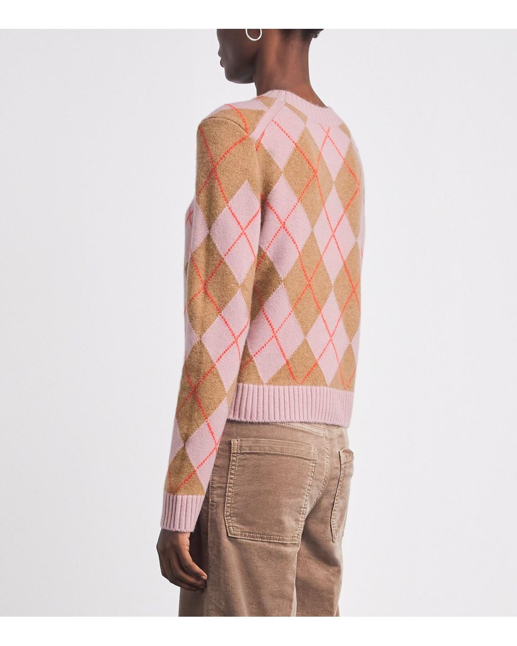 ME+EM Pink Cashmere Argyle Sweater