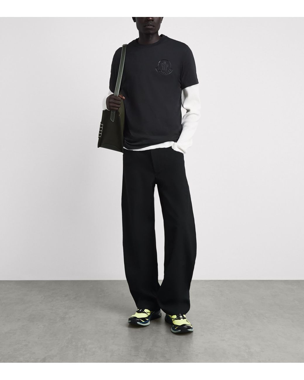Moncler Black Cotton Logo T-Shirt for men