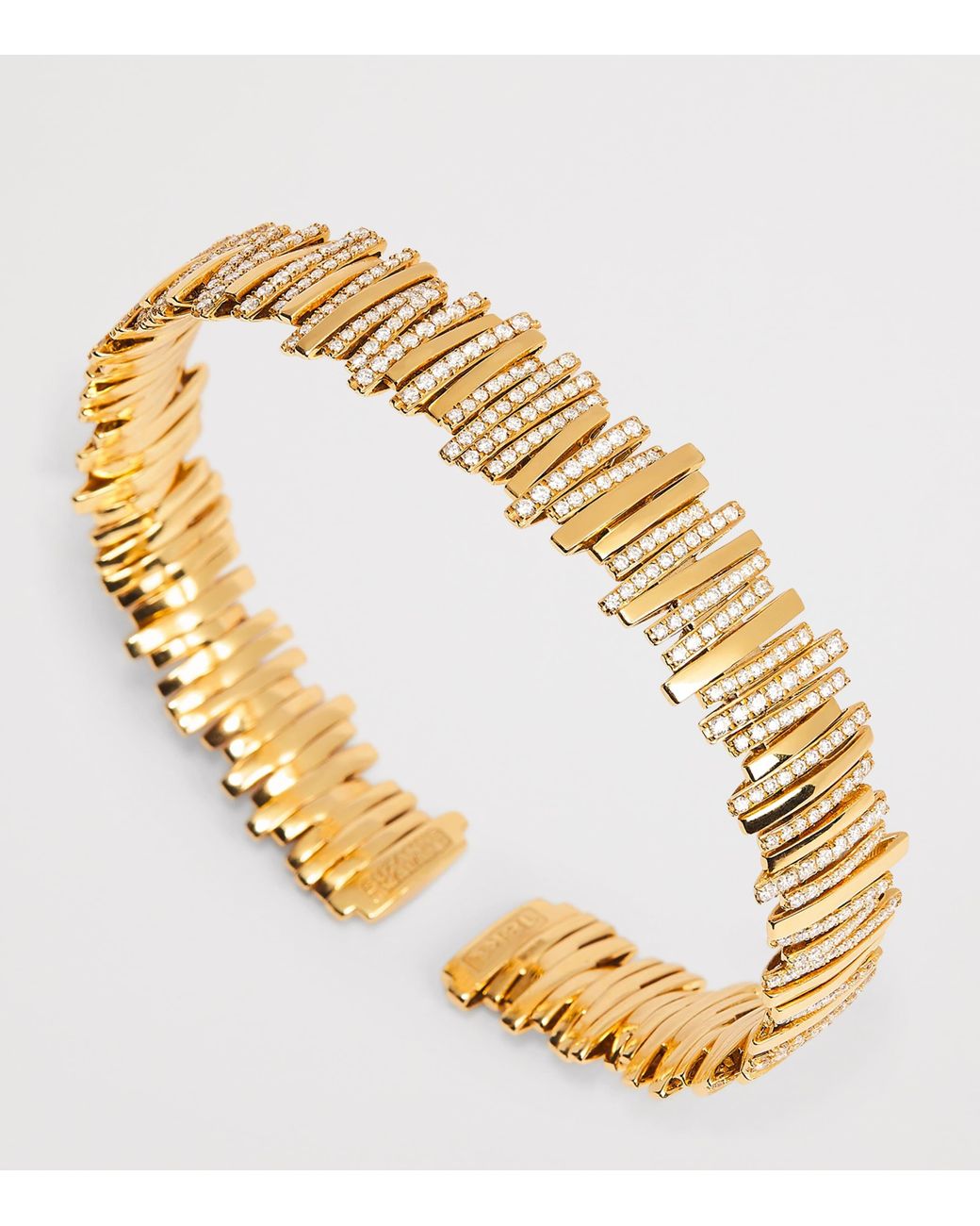 Suzanne Kalan Metallic And Diamond Half Pavé Cuff Bangle