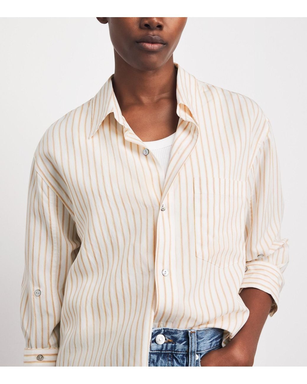 Citizens of Humanity White Cotton Stripe Kayla Shirt