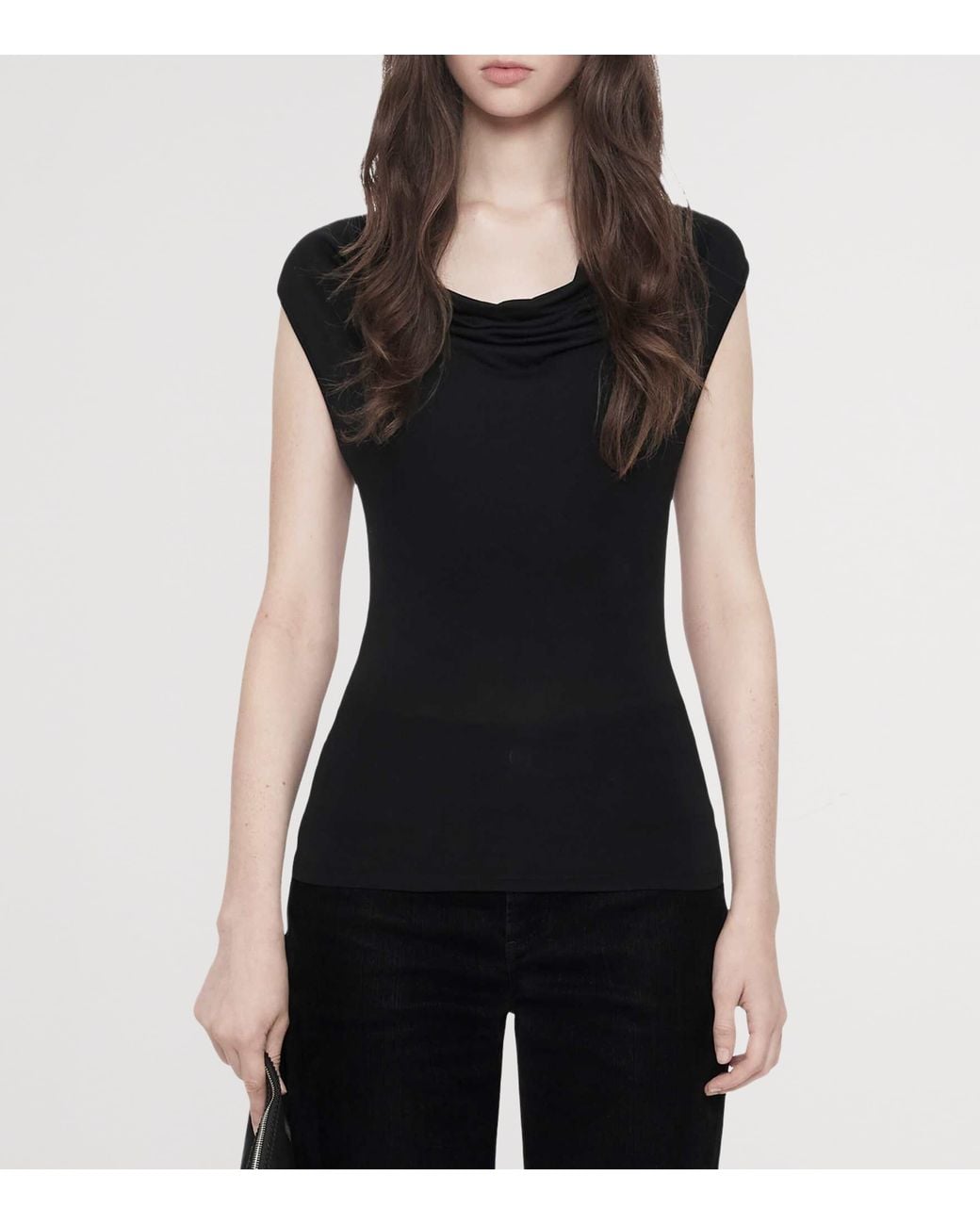 AllSaints Black Cowl-Neck Malina Top