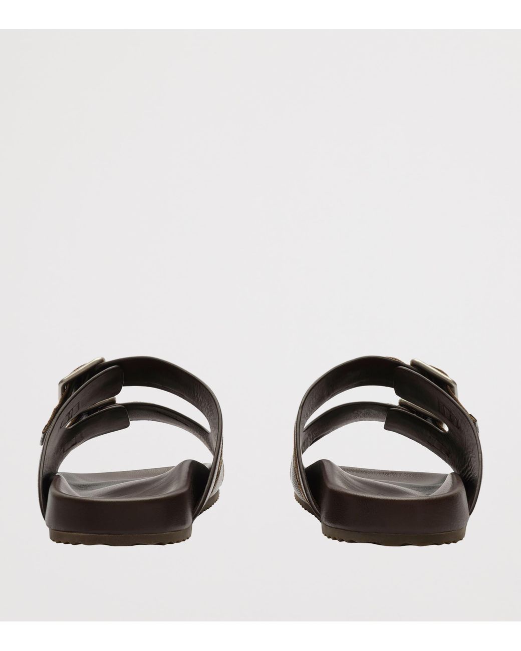 Burberry Brown Leather Check Urchin Slides for men