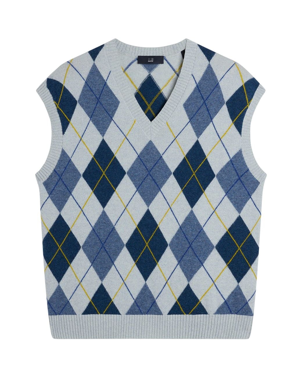 Dunhill Blue Cashmere Argyle Sweater Vest for men