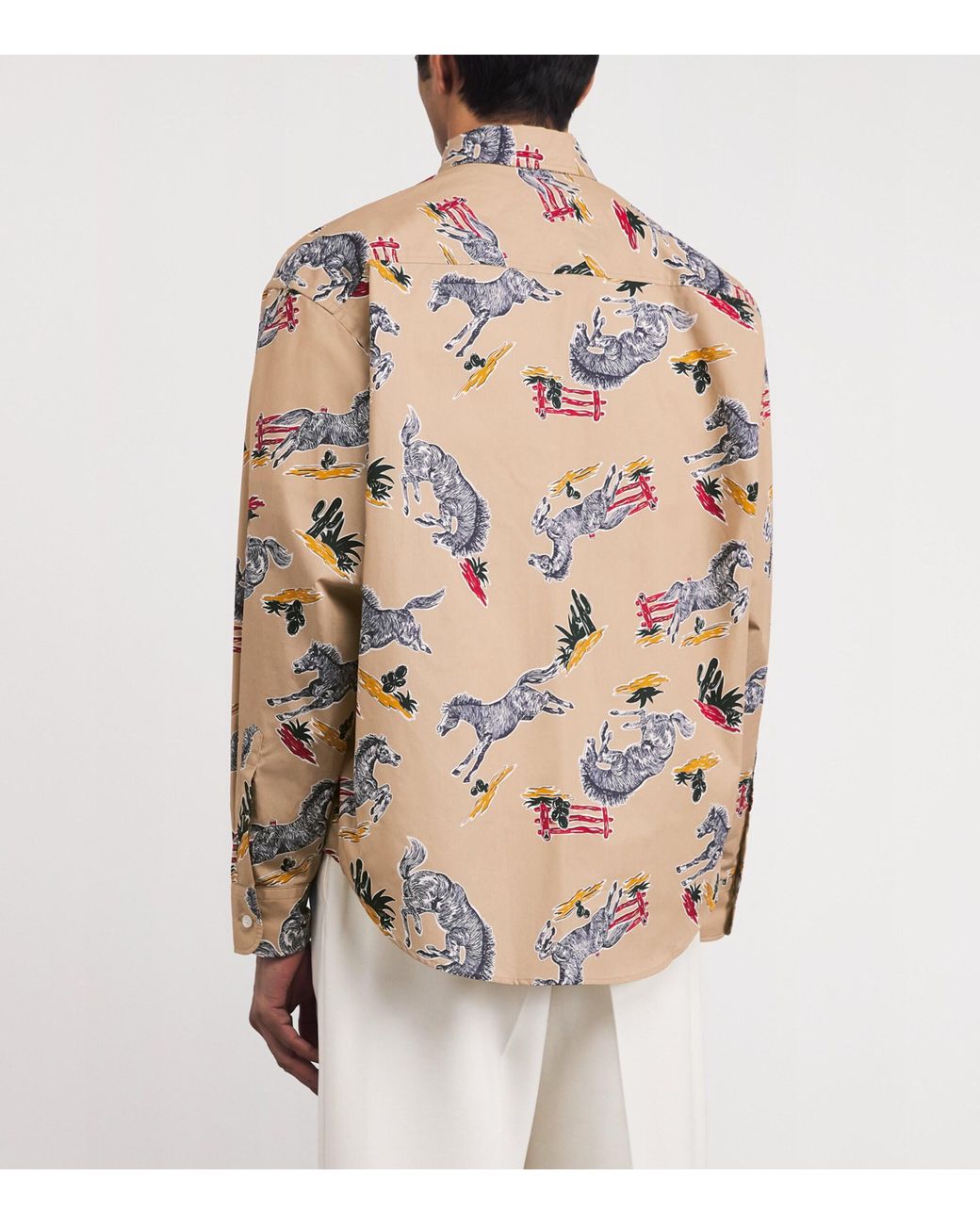AMI Natural Cotton Horse Print Shirt for men