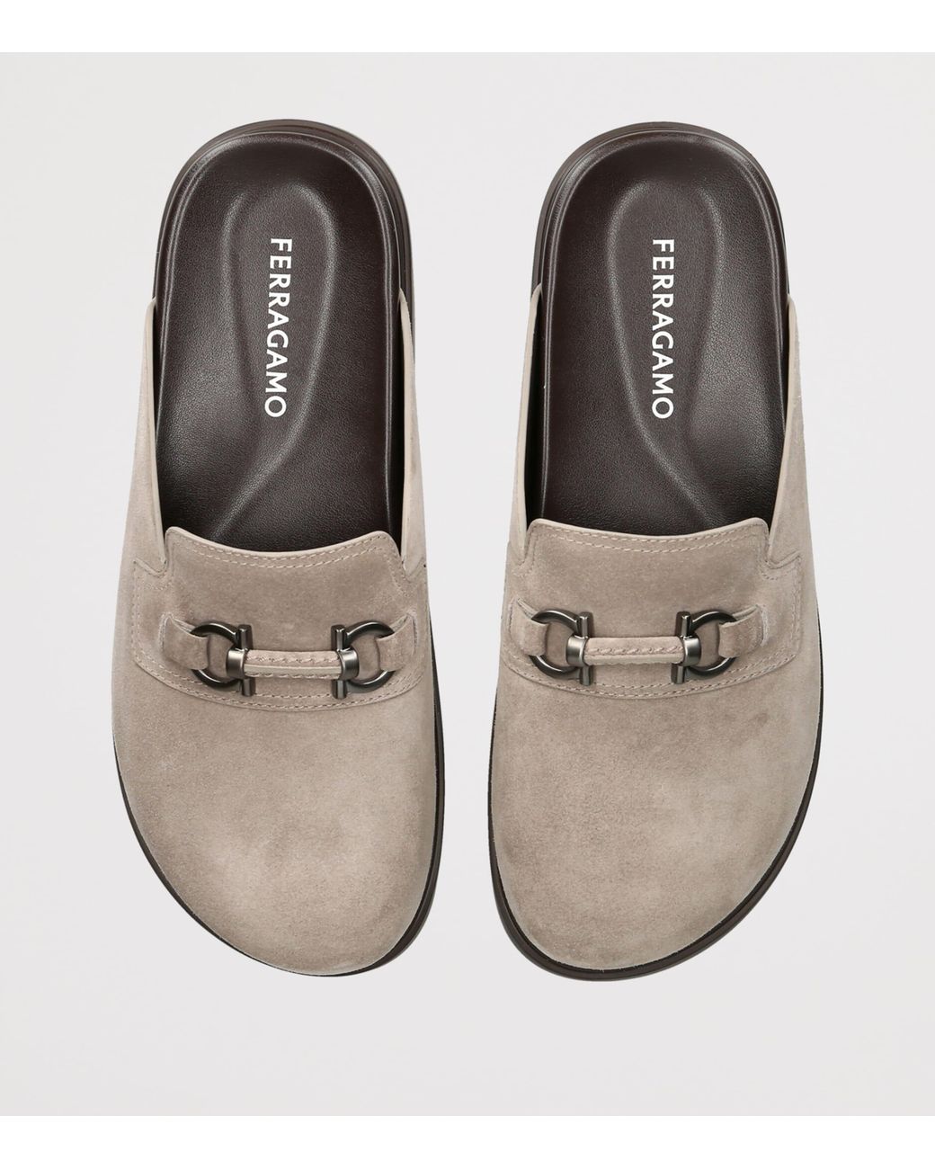 Ferragamo White Suede Santiago Mules for men