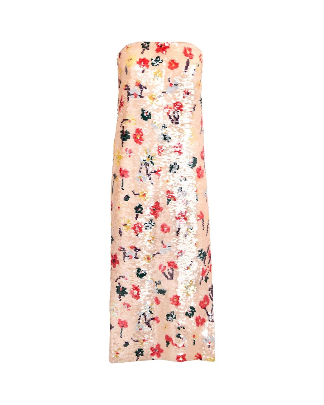 Tory Burch White Strapless Sequin Midi Dress