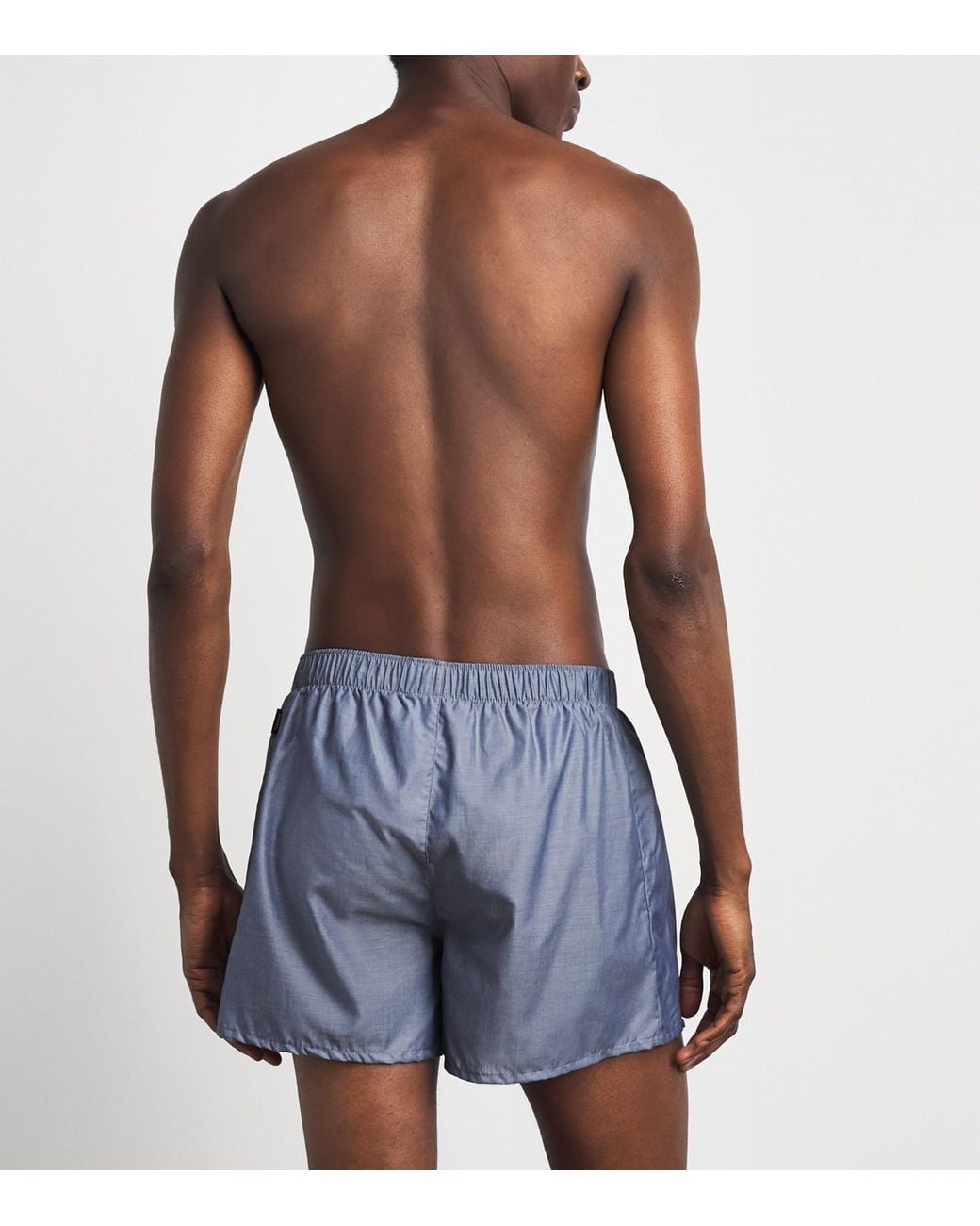 Hanro Blue Cotton Woven Boxer Shorts for men