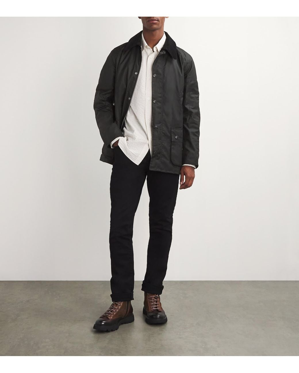 Barbour Black Waxed Ashby Jacket for men